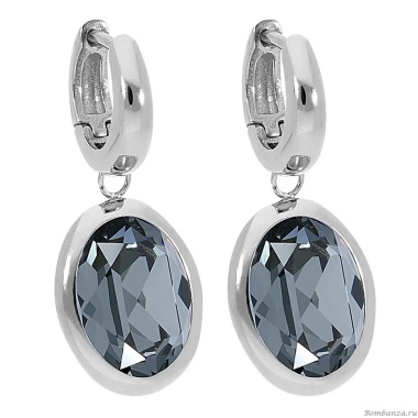 Серьги Qudo, Creole TIVOLA small S silver night, 310626 BW/S Серьги Qudo, Creole TIVOLA small S silver night, 310626 BW/S